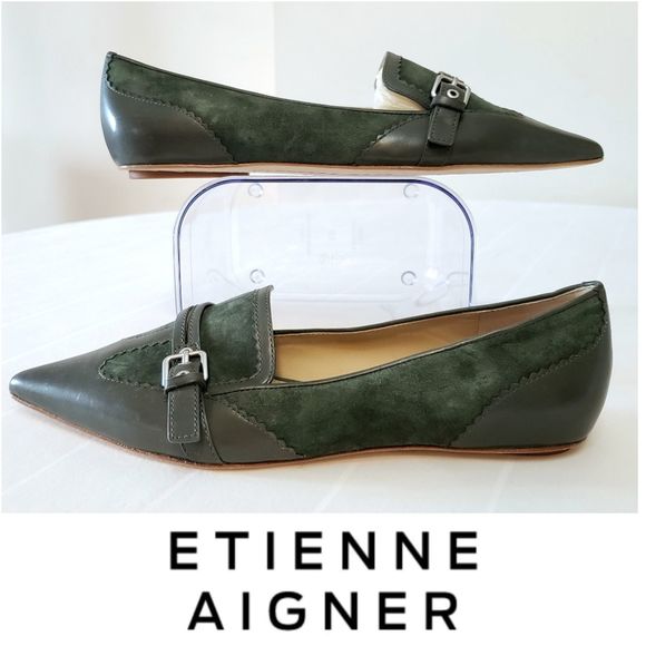 Etienne Aigner Shoes - ETIENNE AIGNER Acadia Pointed Toe PINE Green Flats